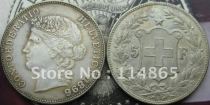 1896-B Switzerland 5 Francs COIN COPY FREE SHIPPING