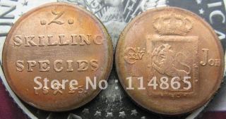 1825 NORWAY 2 SKILLING COIN COPY FREE SHIPPING
