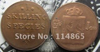 1825 NORWAY 1 SKILLING COIN COPY FREE SHIPPING