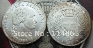 1821 SARDINIA/ITALIAN STATES 5 LIRE UNC Copy Coin commemorative coins