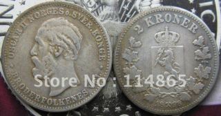 1898 NORWAY 2 KRONE COIN COPY FREE SHIPPING
