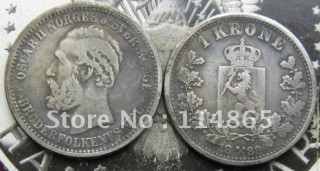 1888 NORWAY 1 KRONE COIN COPY FREE SHIPPING