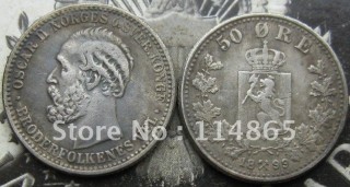 1899 Norway 50 Ore COIN COPY FREE SHIPPING