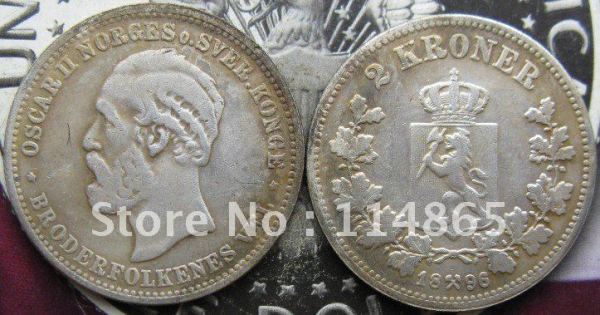 1896 NORWAY 2 KRONE COIN COPY FREE SHIPPING