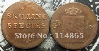 1 SKILLING 1827 NORWAY COIN COPY FREE SHIPPING