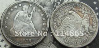 1872-CC Seated Liberty QuarterCOIN COPY FREE SHIPPING