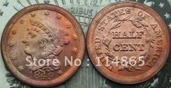 1849 Braided Hair Half Cent  Copy Coin commemorative coins