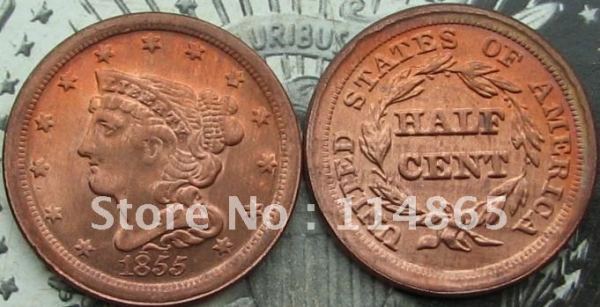 1855 Braided Hair Half Cent  Copy Coin commemorative coins