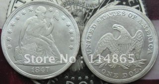 1847-P Seated Liberty Dollar UNC COPY FREE SHIPPING