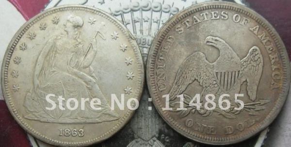1863 Seated Liberty Silver Dollar Coin COPY FREE SHIPPING