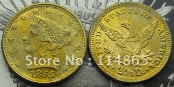 1855 $2 1/2 Gold Coronet Liberty Head Quarter Eagle COPY FREE SHIPPING