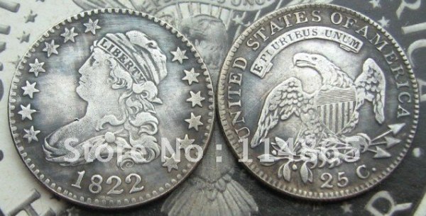 1822 Capped Bust Quarters COIN COPY FREE SHIPPING
