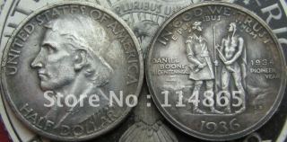 1936-1934-S  BOONE BICENTENNIAL COMMEMORATIVE HALF DOLLAR