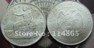 1876-CC Trade Dollar UNC COIN COPY FREE SHIPPING