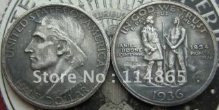 1936-1934-D  BOONE BICENTENNIAL COMMEMORATIVE HALF DOLLAR