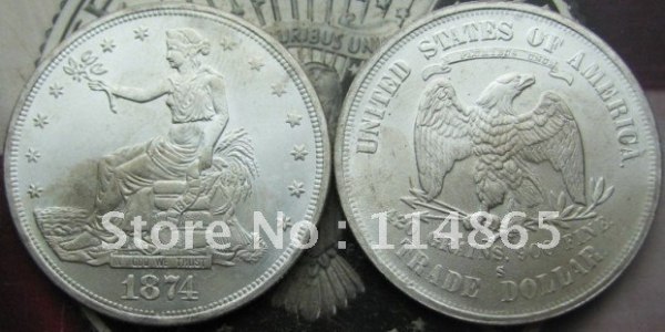 1874-S Trade Dollar UNC COIN COPY FREE SHIPPING