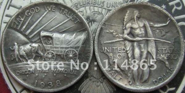 1938-D OREGON TRAIL COMMEMORATIVE HALF DOLLAR COPY FREE SHIPPING