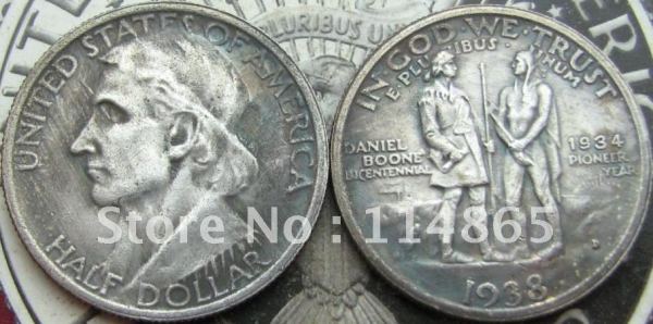 1938-1934-D  BOONE BICENTENNIAL COMMEMORATIVE HALF DOLLAR