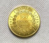 1909 A France Liberte Egalite Fraternite 100 Francs Gold Brass Metal COPY FREE SHIPPING