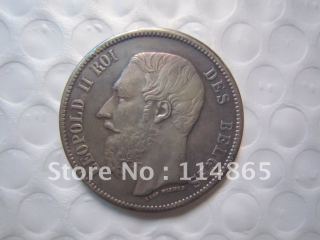 1867 Belgium 5 Francs Coin KM#25 COPY FREE SHIPPING