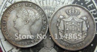 PORTUGAL 500 REIS 1838 COIN COPY FREE SHIPPING