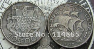 PORTUGAL 10$10 ESCUDOS 1937 COIN COPY FREE SHIPPING
