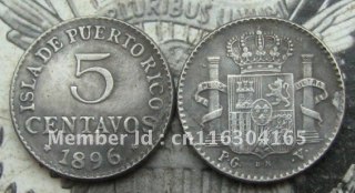 1896 PUERTO RICO 5 CENTAVO  COPY commemorative coins