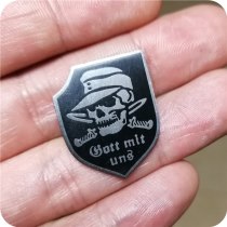 Gott mit uns (God with us) enamel pin skull knife brooch vintage silver black shield badge German wehrmacht jewelry god pin