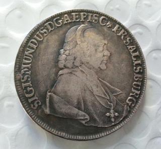 1761 Holy Roman Empire,Sigismund III Archbishopric Salzburg, Silver Thaler Copy Coin FREE SHIPPING