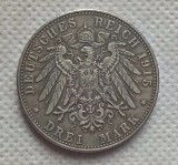 (1826+1914) Duchy of Saxe-Meiningen 1915 Germany 3 Mark - Bernhard III COPY COIN FREE SHIPPING