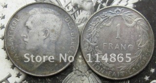 1918 Belgium 1 Francs French Legends COPY commemorative coins