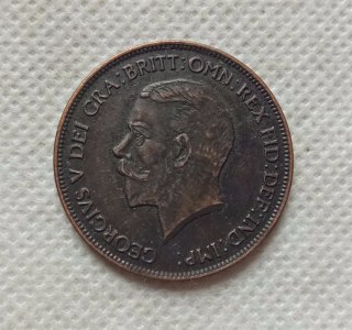 1933 United Kingdom 1 Penny - George V smaller portrait COPY COIN commemorative coins