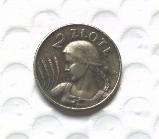 1924-Poland-Polonia-Polen-Pologne-Polska-2-zlote-Novodel-Restrike-Silver-Plated Copy Coin FREE SHIPPING