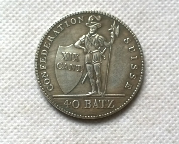 1812  Switzerland 40 Batzen Vaud Swiss Cantons Silver Copy Coin commemorative coins
