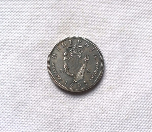 1808 Ireland Retro Pattern Proof Crown Pewter George III Hibernia COPY commemorative coins-replica coins medal