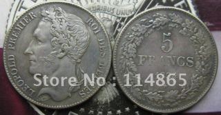 1834 Belgium 5 Francs  Coin COPY FREE SHIPPING