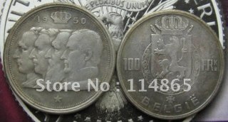1950 - Dutch Legend 100 Francs Belgium Copy Coin commemorative coins