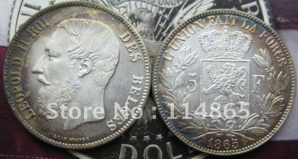 1865 Belgium 5 Francs Coin KM#24 UNC COPY FREE SHIPPING