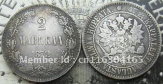 Finland 2 markkaa 1872-S COPY FREE SHIPPING