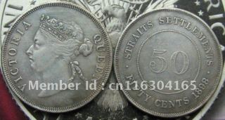 Straits Settlements 1898 Queen Victoria 50 Cent  COPY FREE SHIPPING