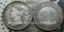 1879-H Straits Settlements Queen Victoria 20 Cent  COPY FREE SHIPPING