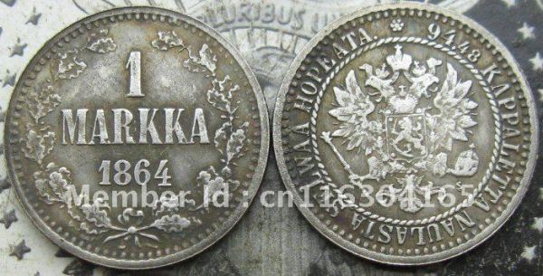 Finland 1 markkaa 1864-S COPY FREE SHIPPING