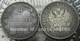 Finland 2 markkaa 1874-S COPY FREE SHIPPING