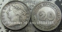 1874-H Straits Settlements Queen Victoria 20 Cent  COPY FREE SHIPPING