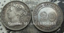 1876-H Straits Settlements Queen Victoria 20 Cent  COPY FREE SHIPPING