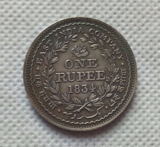 1834 India - British 1 Rupee - William IV COPY COIN commemorative coins