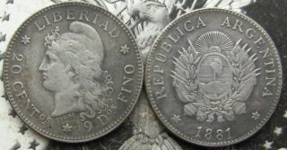 ARGENTINA 1881 20 CENTAVOS COPY commemorative coins