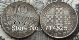 1970 PORUGAL 10 CENTAVOS Copy Coin commemorative coins