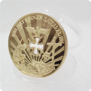 WWI&WWII Germany Cross Gold Plated Coin Ich Hatt Einen Kameraden Souvenir Metal Coin