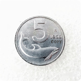 1956 R Italy 5 Lire Aluminium Copy Coin